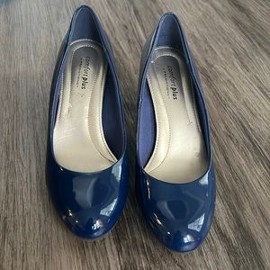 Patent Navy Blue Pumps